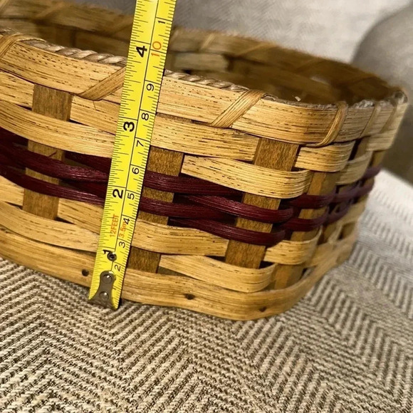 HEART SHAPED CUSTOM MADE HAND MADE BEAUTIFUL WOODEN WOVEN STORAGE BASKET AMISH - Picture 8 of 9